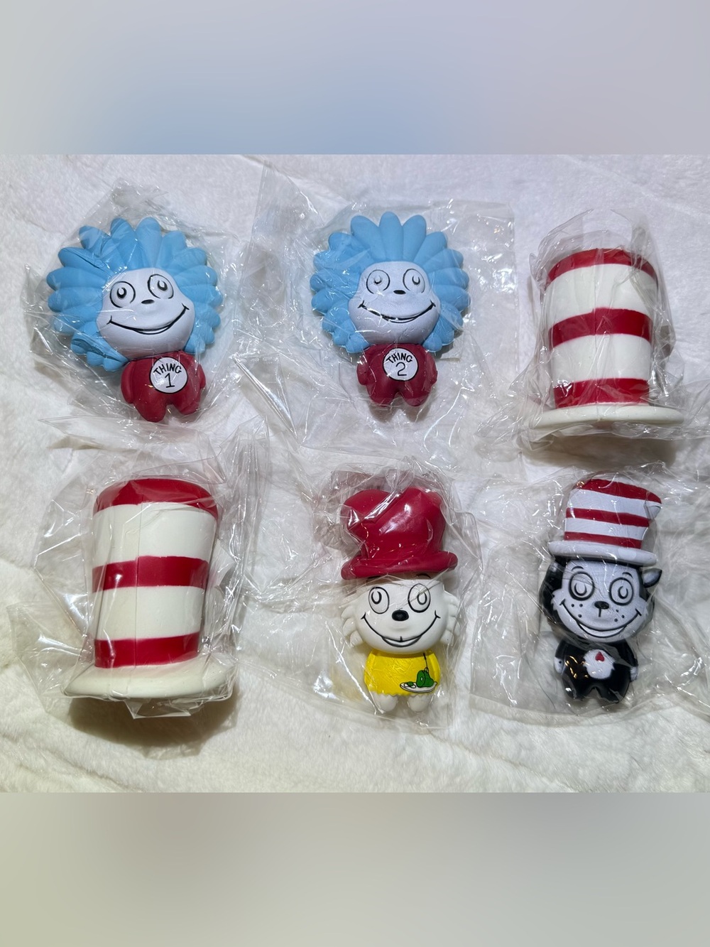 Dr. Seuss slow rise squishy Character Pack 3.5” 6 pc bundle. Cat In The Hat